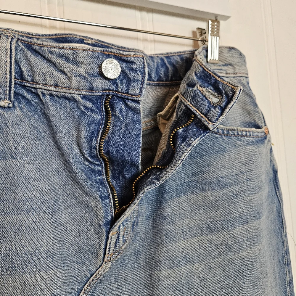 MOTHER Maxi Denim Skirt Womens Sz 29 Blue Denim Ditcher Maxi Fray Slit Rodeo - Picture 13 of 16